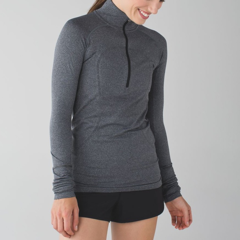 lululemon athletica Heathered Charcoal Half-Zip Long Sleeve Top